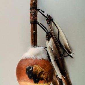 Hand Painted Rattle Bison