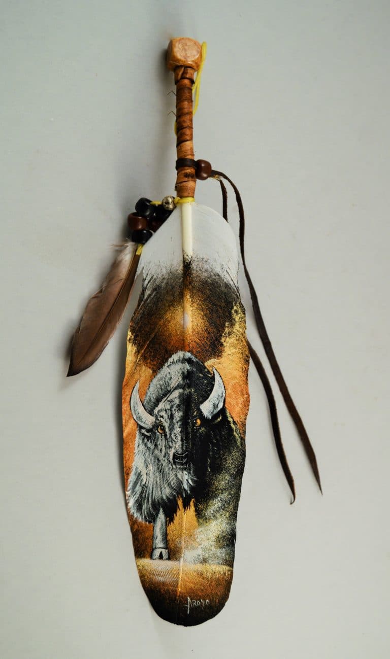 Hand Painted Feather - Buffalo - Southwest Arts and Design