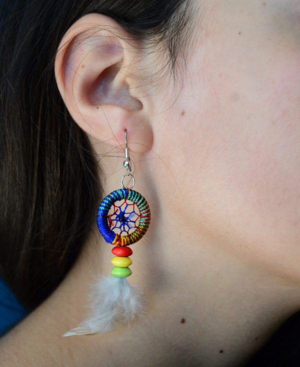 Dream Catcher Earrings on model