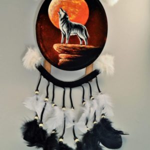 Hand Painted Mandala Howling Wolf