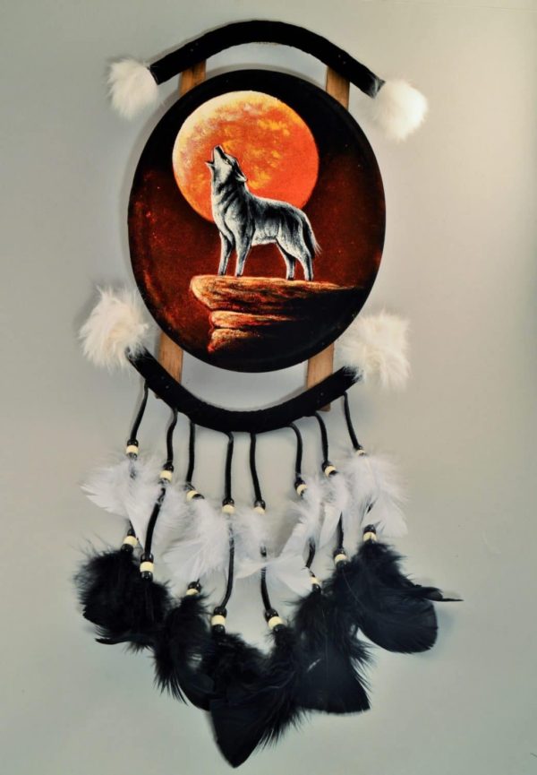 Hand Painted Mandala Howling Wolf
