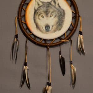 Hand Painted Canvas Shield Wolf