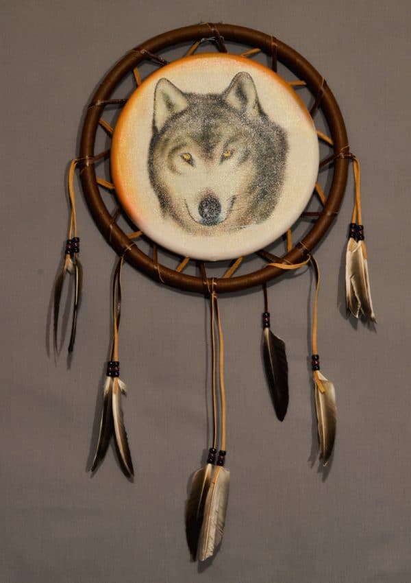 Hand Painted Canvas Shield Wolf