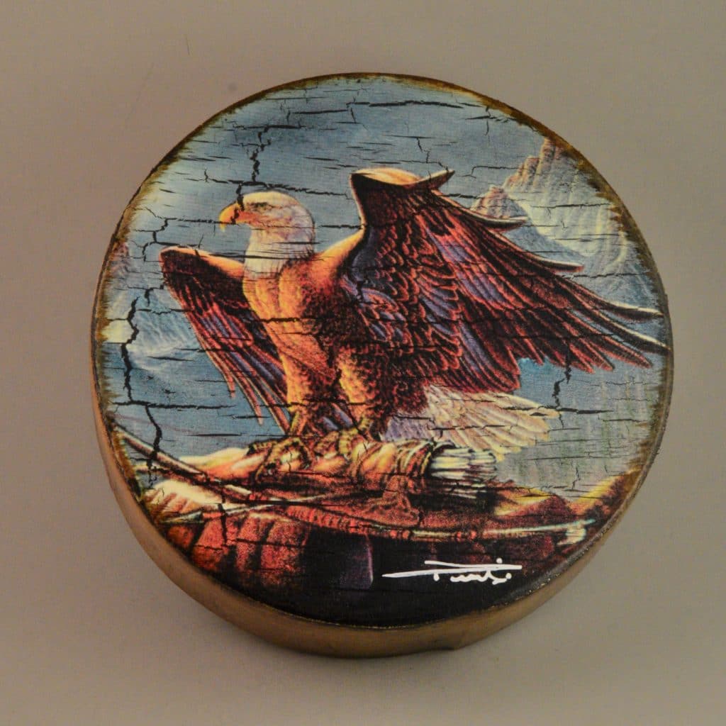 Painted Art Drum Shield Eagle