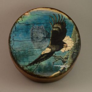Painted Art Drum Shield Eagle Wolf