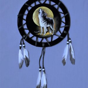 Howling Wolf Mini Hand Painted Shield