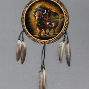 10" Buffalo and Eagle wood and velvet shield