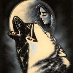 Velvet Painting Howling Moon Wolves