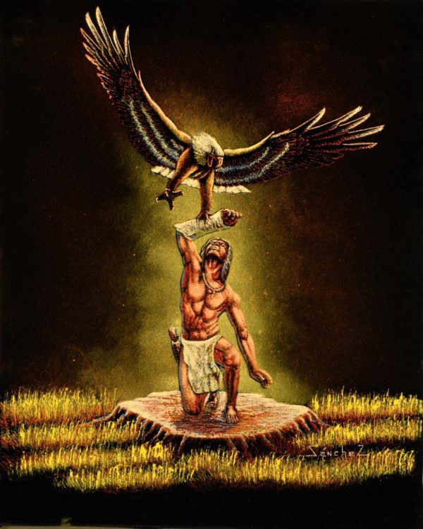 Velvet Painting Native American and Eagle