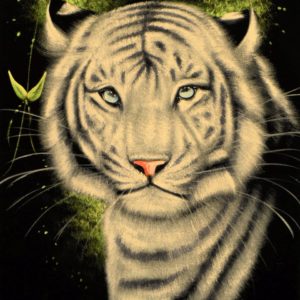 Velvet Painting White Tiger Face