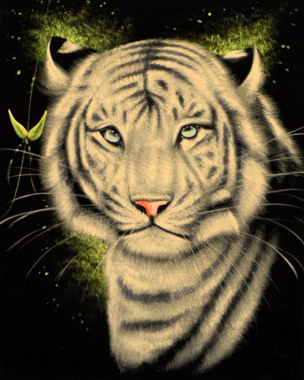 Velvet Painting White Tiger Face