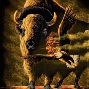 Velvet Painting Bison and Eagle
