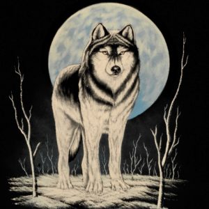 Velvet Painting Standing Wolf