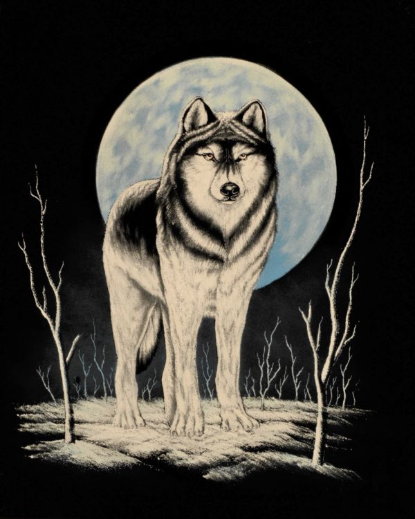 Velvet Painting Standing Wolf