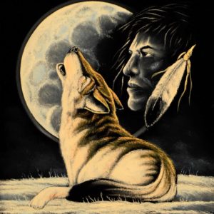 Velvet Painting Moonlit Howling Wolf