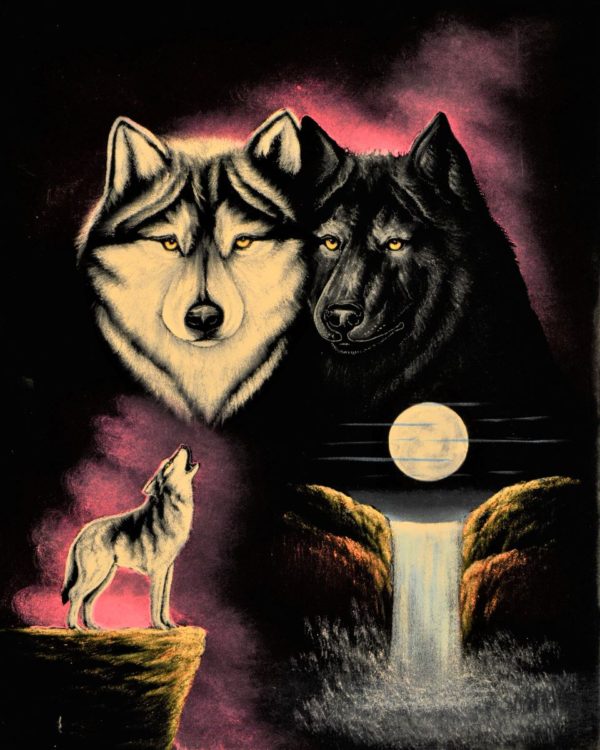 Velvet Painting Nature Wolves