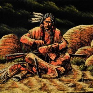 Velvet Painting Sitting Native American