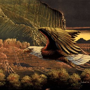 Velvet Painting Eagle with Cliff Dwellings
