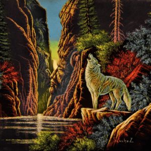 Velvet Painting Howling Nature Wolf