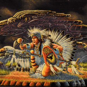 Velvet Painting Kneeling Native American