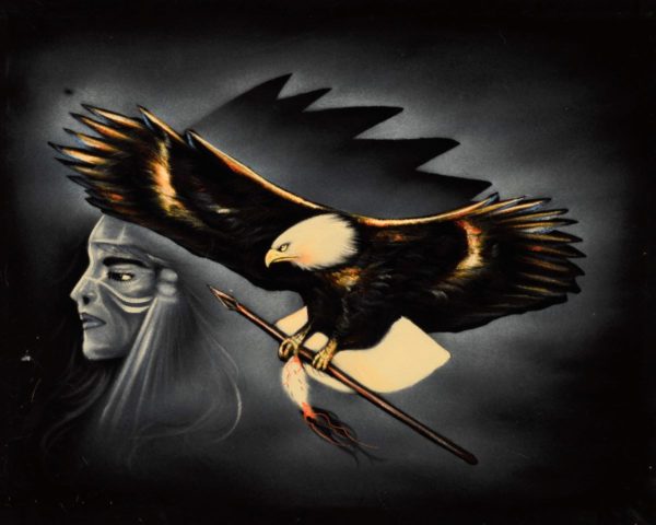 Velvet Painting Flying Eagle with Arrow