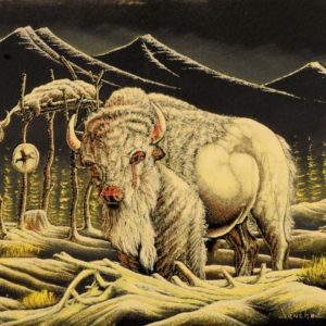 Velvet Painting Winter Buffalo