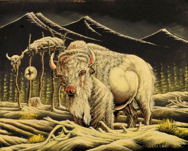 Velvet Painting Winter Buffalo