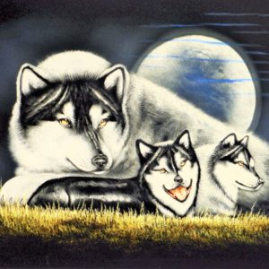 Velvet Painting Wolf Family