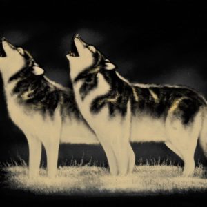 Velvet Painting Howling Wolves