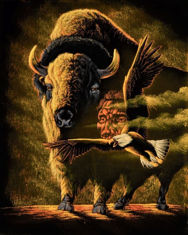 Velvet-Painting-Bison-and-Eagle