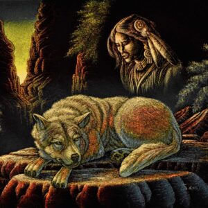 Velvet-Painting-Sleeping-Wolf