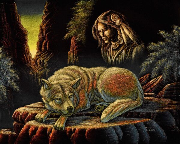 Velvet-Painting-Sleeping-Wolf
