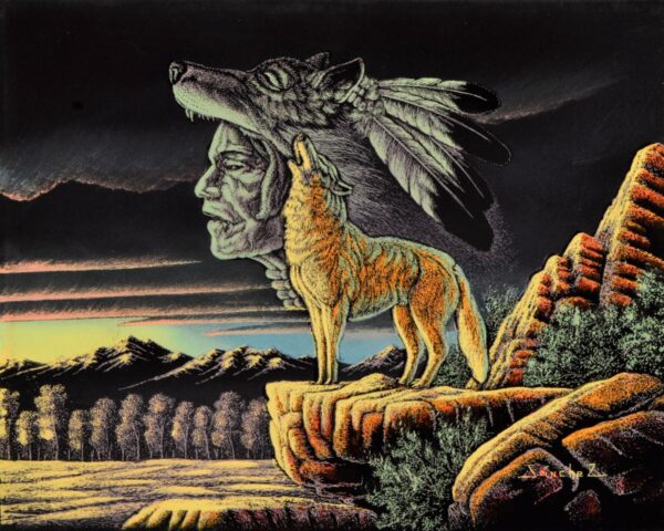 Velvet-Painting-Howling-Wolf-and-Native-American