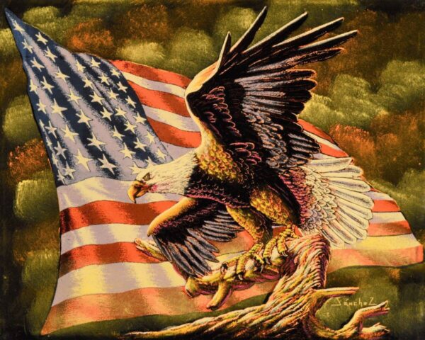 Velvet Painting - Perched American Eagle
