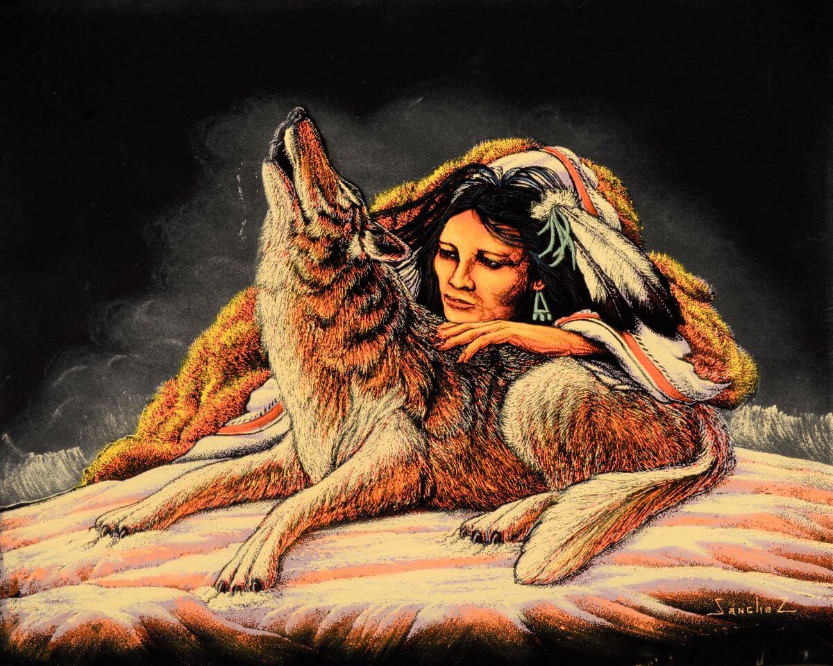 Velvet-Painting-Woman-and-Wolf