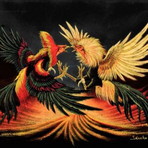 Velvet-Painting-Fighting-Birds