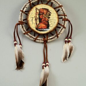 Hand Painted 9 inch Shield - Native American with Headdress