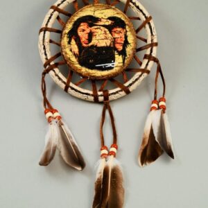 Hand Painted Shield-12 inch-Native Americans and Eagle