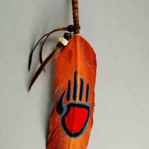 Hand Painted Feather - Bear Paw