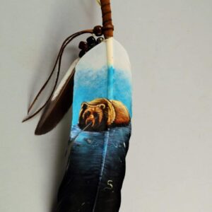 Hand Painted Feather - Brown Bear