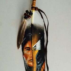 Hand Painted Feather - Native American and Eagle