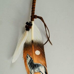 Hand Painted Feather - Howling Wolf