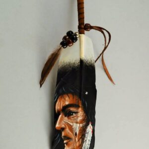 Hand Painted Feather - Native American Face