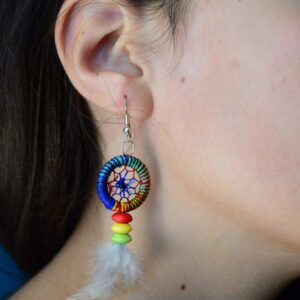 Dream Catcher Earrings on model