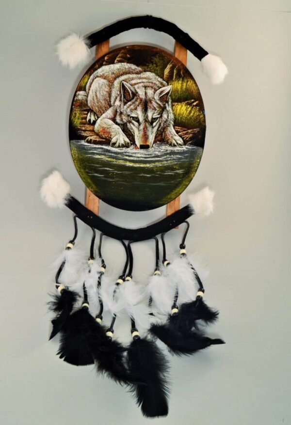 Hand Painted Mandala Wolf Drink