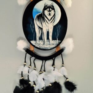 Hand Painted Mandala Standing Wolf