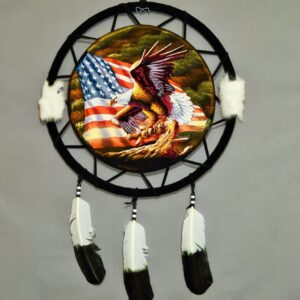 Large Hand Painted Velvet Shield - Eagle with American Flag