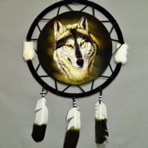 Large Hand Painted Velvet Shield - Wolf Face
