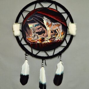 Large Hand Painted Velvet Shield - Howling Wolf