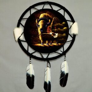 Large Hand Painted Velvet Shield - Buffalo and Eagle